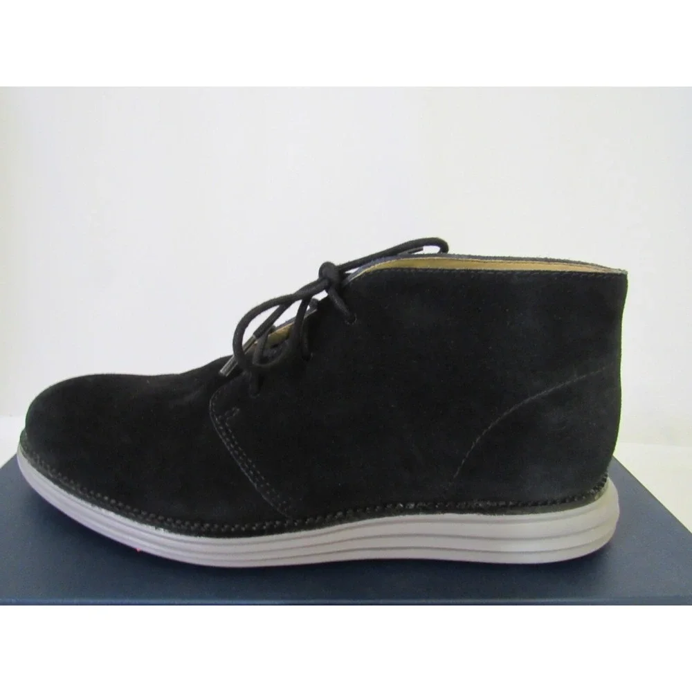 Cole‎ Haan Chukka Boots Sz 8.5 M Lunargrand Black Suede Lace Up Casual Grand Os